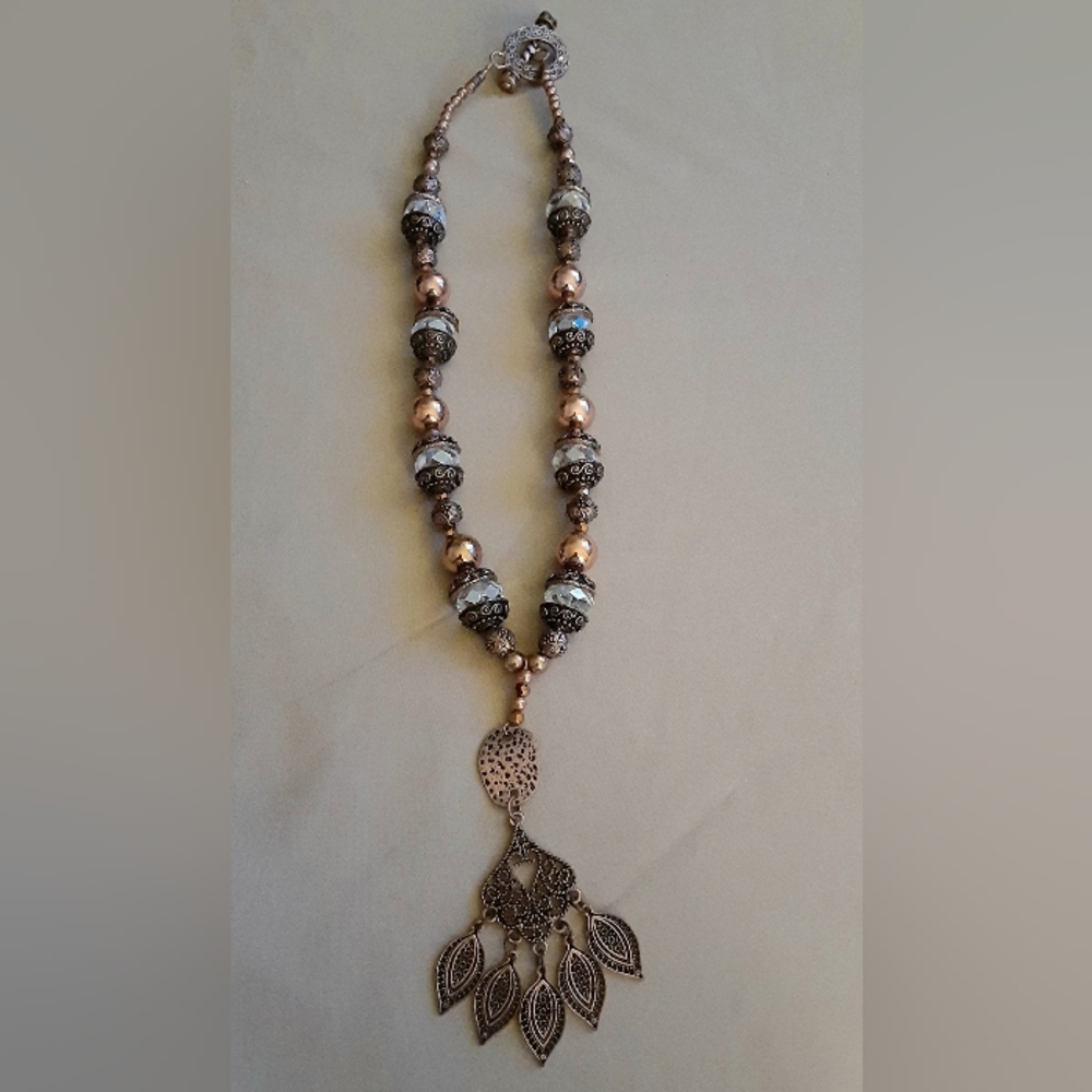 Copper and Clear Bead Necklace